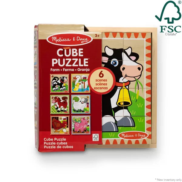 Melissa & Doug Farm Wooden Cube Puzzle With Storage Tray - 6 Puzzles in 1-000772007757-LR-352453-3-LR eShop