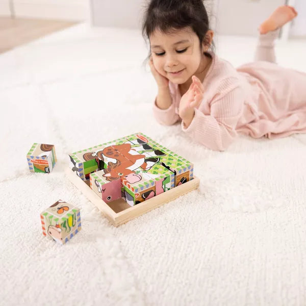Melissa & Doug Farm Wooden Cube Puzzle With Storage Tray - 6 Puzzles in 1-000772007757-LR-352453-5-LR eShop
