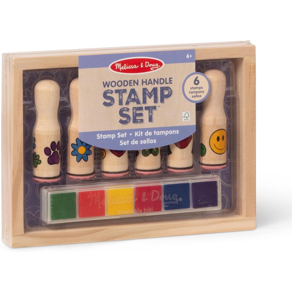 Melissa & Doug Happy Handles Wooden Stamp Set, 6 Stamps and 6 Colored Pads-000772024075-LR-233721-1-LR eShop
