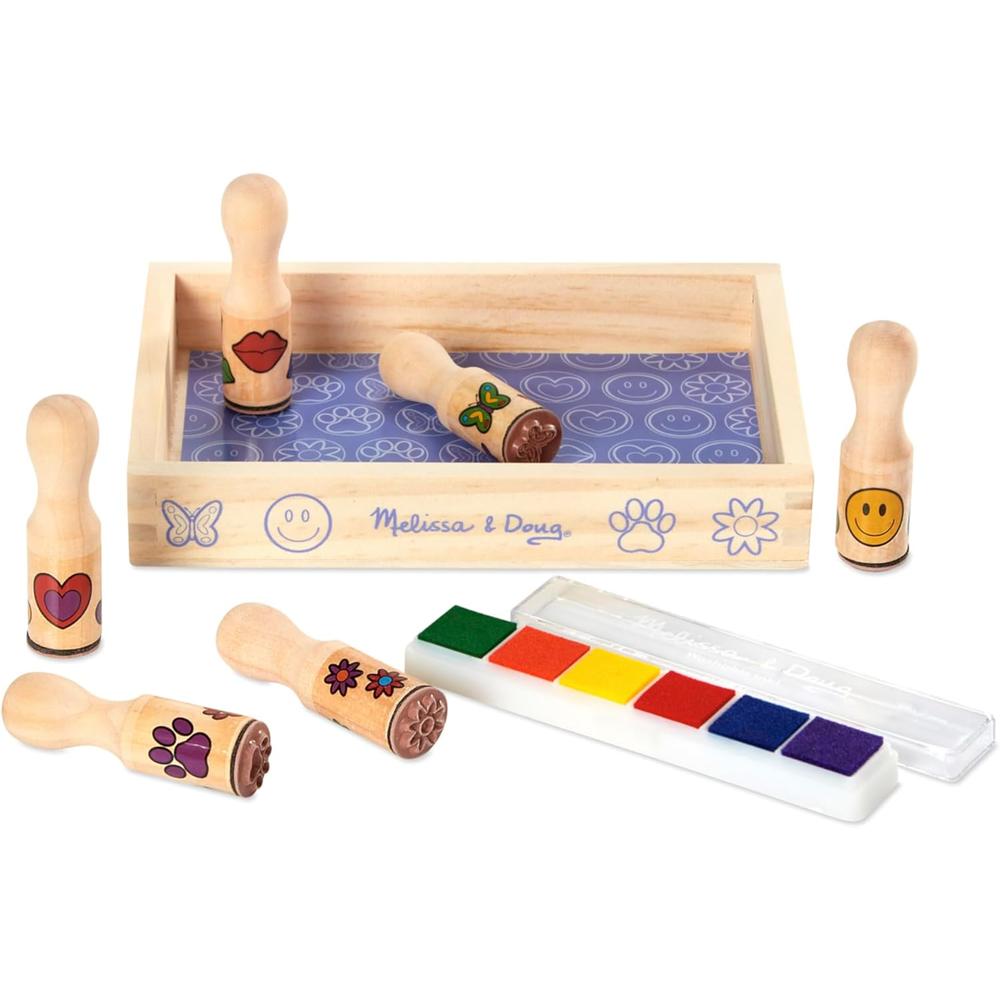 Melissa & Doug Happy Handles Wooden Stamp Set, 6 Stamps and 6 Colored Pads-000772024075-LR-233721-3-LR eShop