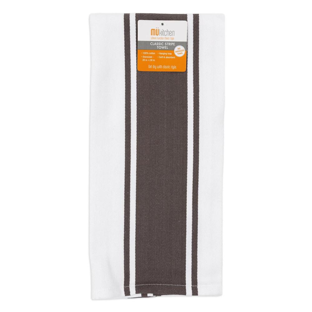 MÜkitchen 100% Classic Stripe Towel - Stainless, 20"x30"-813278024025-LR-315995-1-LR eShop