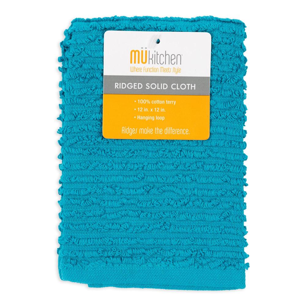 MÜkitchen 100% Cotton Ridged Solid Cloth - Aquamarine, 12"x12"-813278023707-LR-321148-1-LR eShop