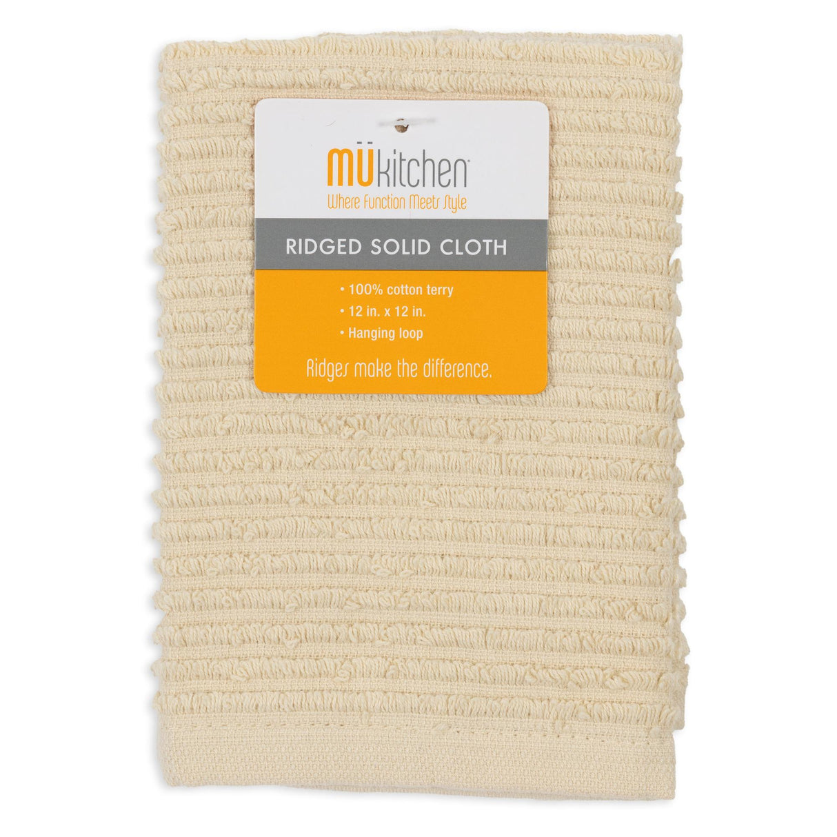 MÜkitchen 100% Cotton Ridged Solid Cloth - Oatmeal, 12"x12"-813278023660-LR-315841-1-LR eShop