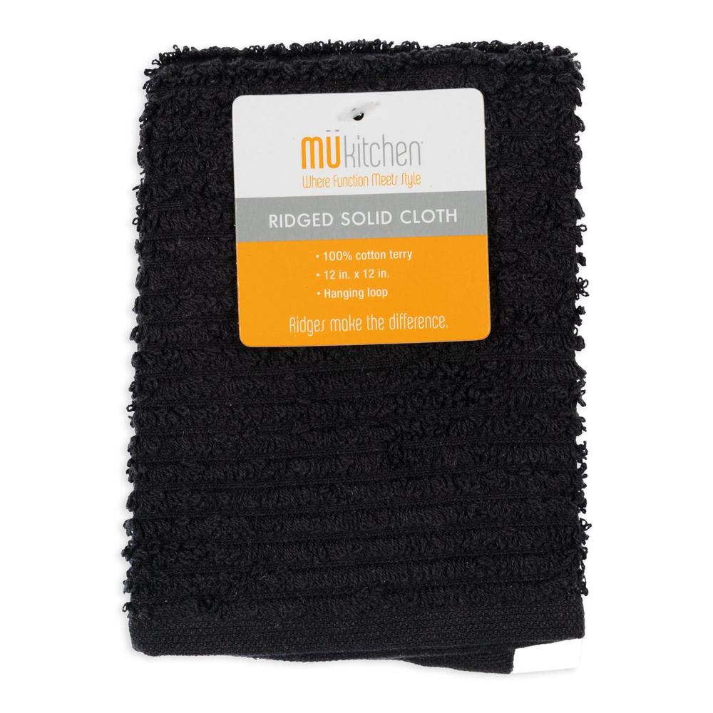 MÜkitchen 100% Cotton Ridged Solid Cloth - Onyx, 12"x12"-813278026418-LR-321615-1-LR eShop