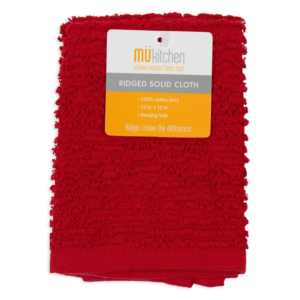 MÜkitchen 100% Cotton Ridged Solid Cloth - Ruby, 12"x12"-811700019359-LR-315840-1-LR eShop