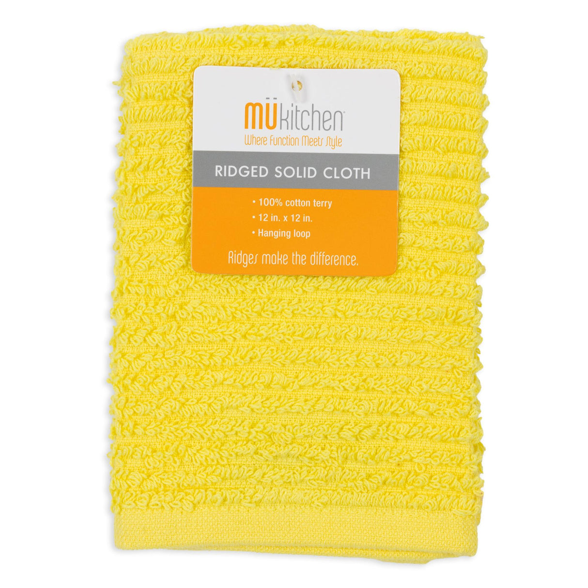 MÜkitchen 100% Cotton Ridged Solid Cloth - Sunburst, 12"x12"-813278023684-LR-321147-1-LR eShop