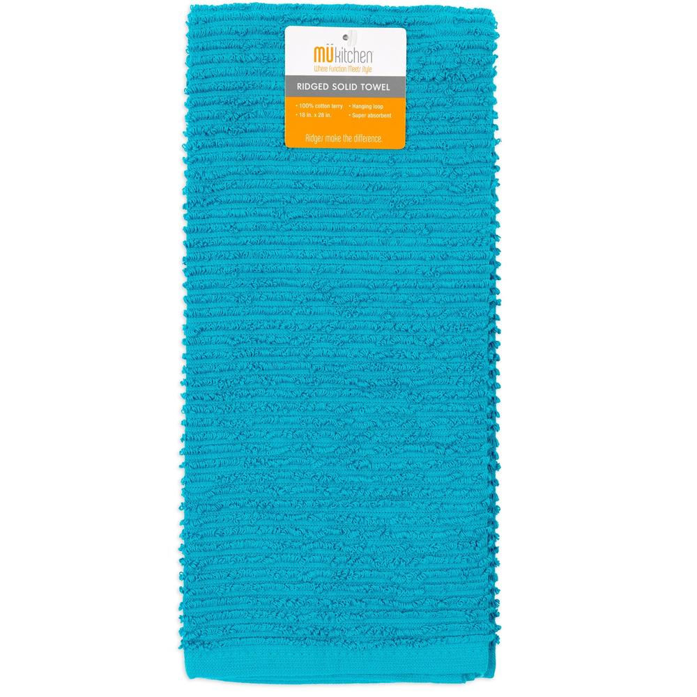 MÜkitchen 100% Cotton Ridged Solid Towel - Aquamarine, 18"x28"-813278023745-LR-321164-1-LR eShop
