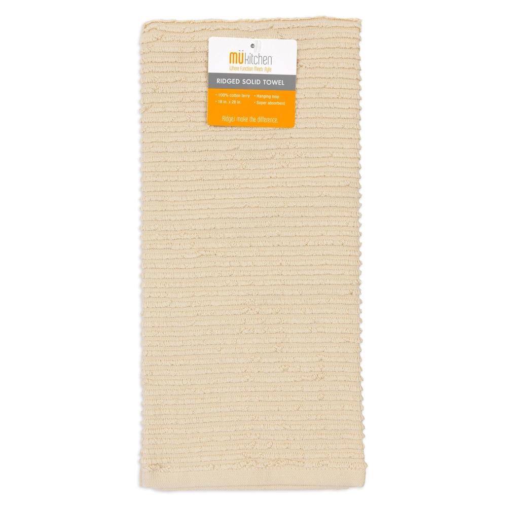 MÜkitchen 100% Cotton Ridged Solid Towel - Oatmeal, 18"x28"-813278023714-LR-315843-1-LR eShop