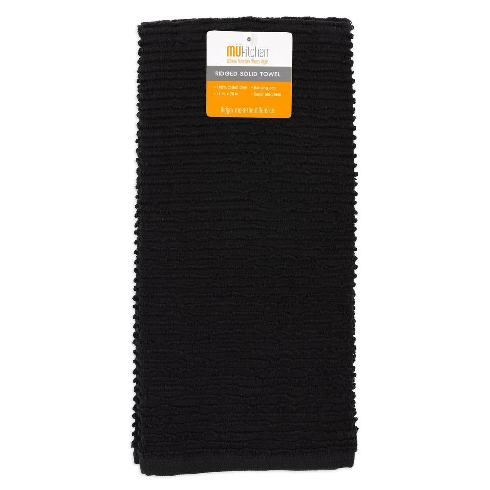 MÜkitchen 100% Cotton Ridged Solid Towel - Onyx, 18"x28"-813278026432-LR-321616-1-LR eShop