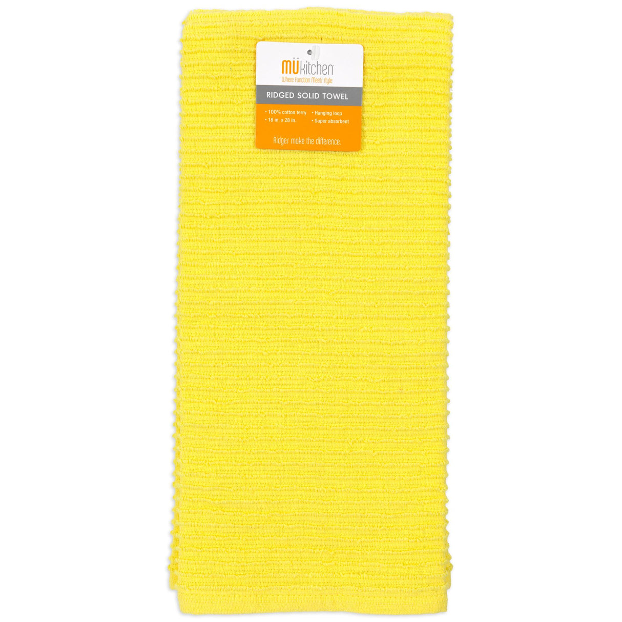 MÜkitchen 100% Cotton Ridged Solid Towel - Sunburst, 18"x28"-813278023721-LR-321163-1-LR eShop