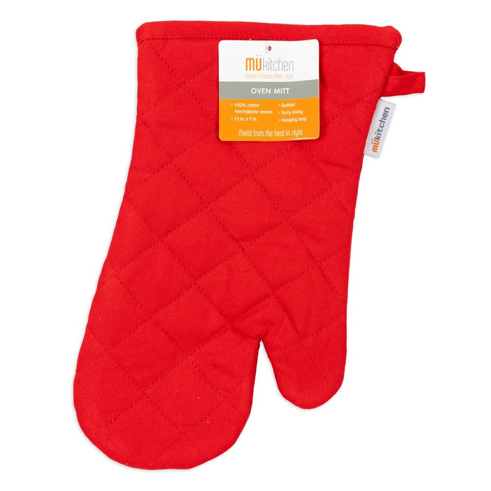 MÜkitchen 100% Cotton Terry-Lined 13"x7" Oven Mitt - Crimson-811700013043-LR-307728-1-LR eShop