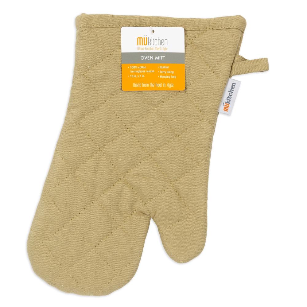 MÜkitchen 100% Cotton Terry-Lined 13"x7" Oven Mitt - Flax-811700016907-LR-321165-1-LR eShop