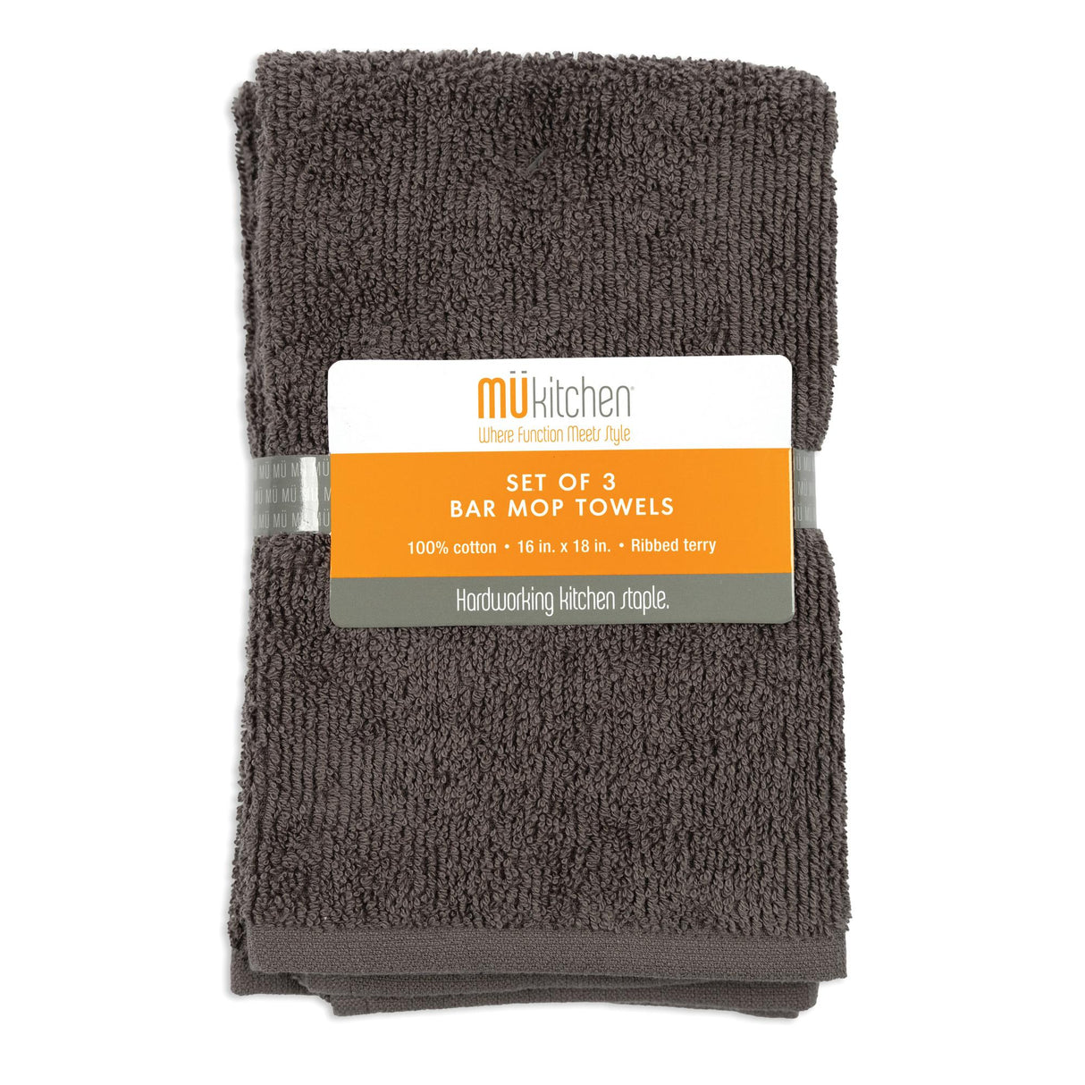 MÜkitchen Bar Mop Towels - Slate, 18" x 18", 3 Count-811700011360-LR-335012-1-LR eShop