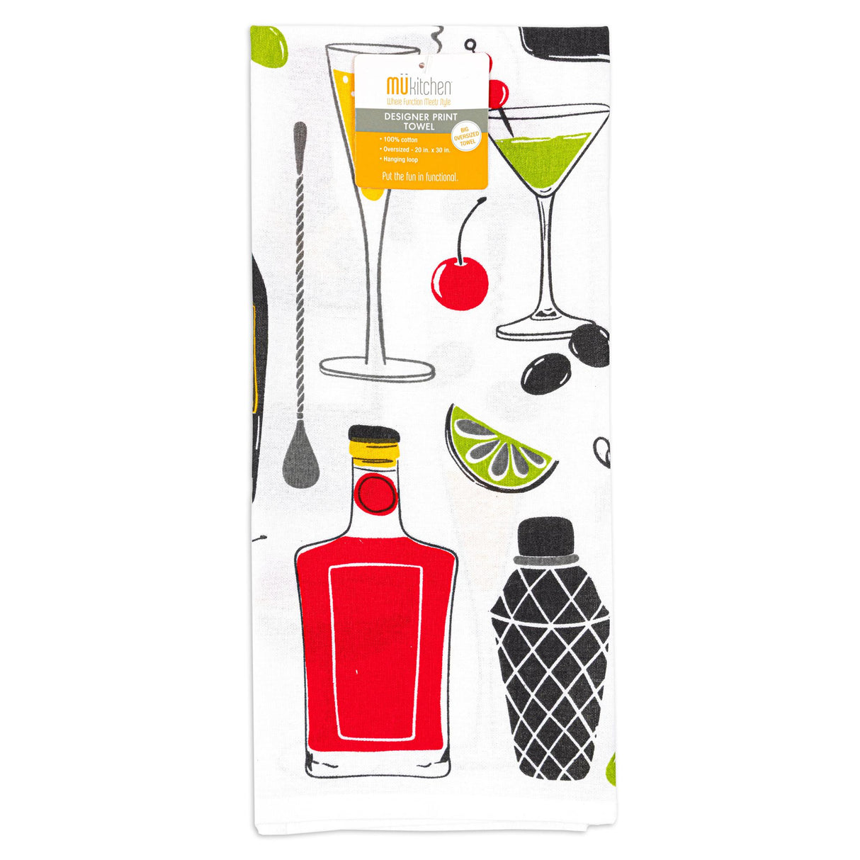 MÜkitchen Designer Print 100% Cotton Towel - Cocktails, 20"x30"-810042570252-LR-338389-1-LR eShop