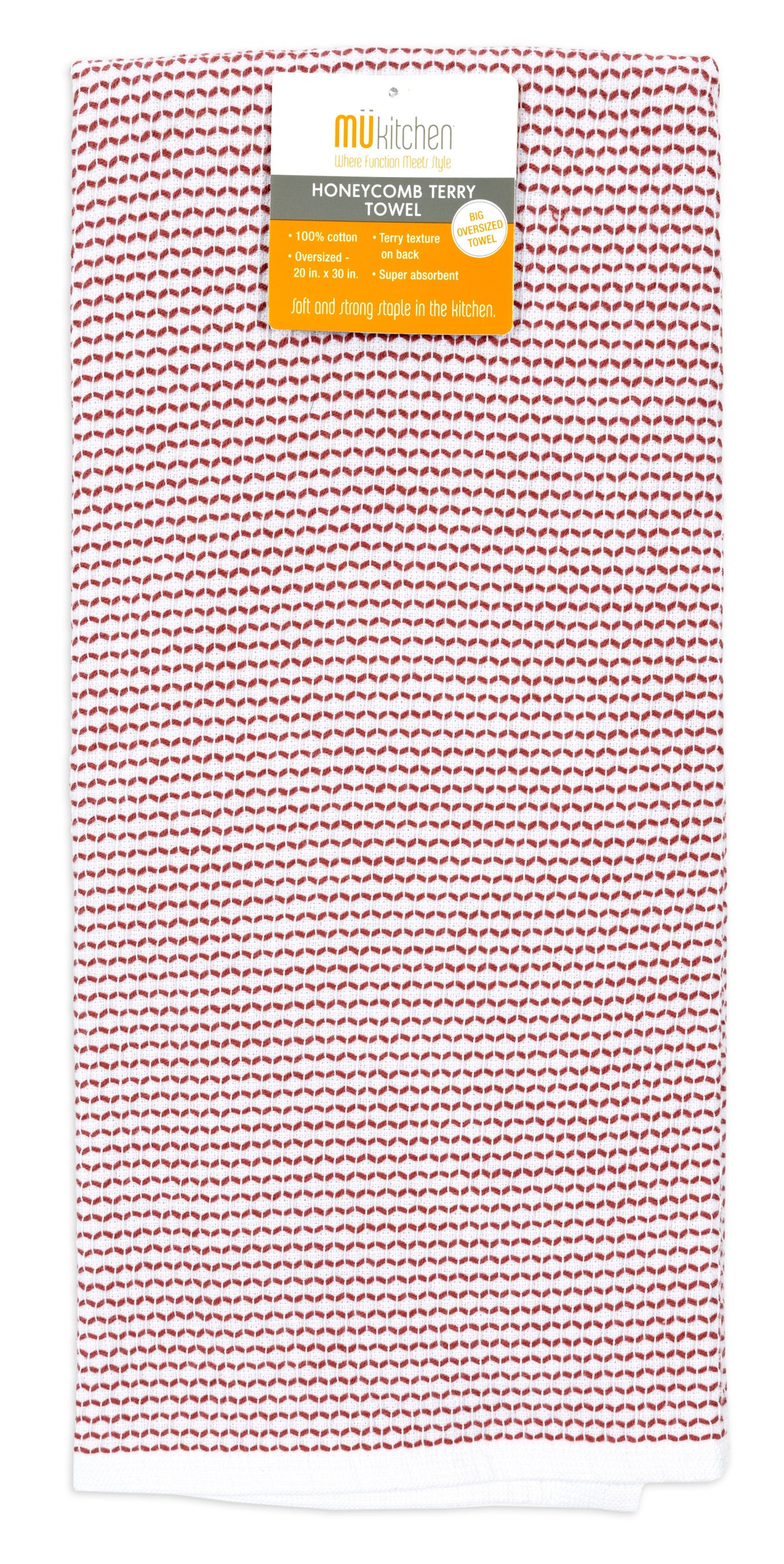 MÜkitchen Honeycomb Terry Towel - 20 x 30", Brick-810042573062-LR-342274-1-LR eShop
