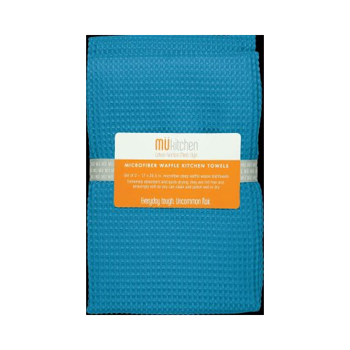 MUkitchen Microfiber Waffle Dishtowel - Sea Blue, 17" x 25.5", 2 Count-811700012442-LR-316008-1-LR eShop