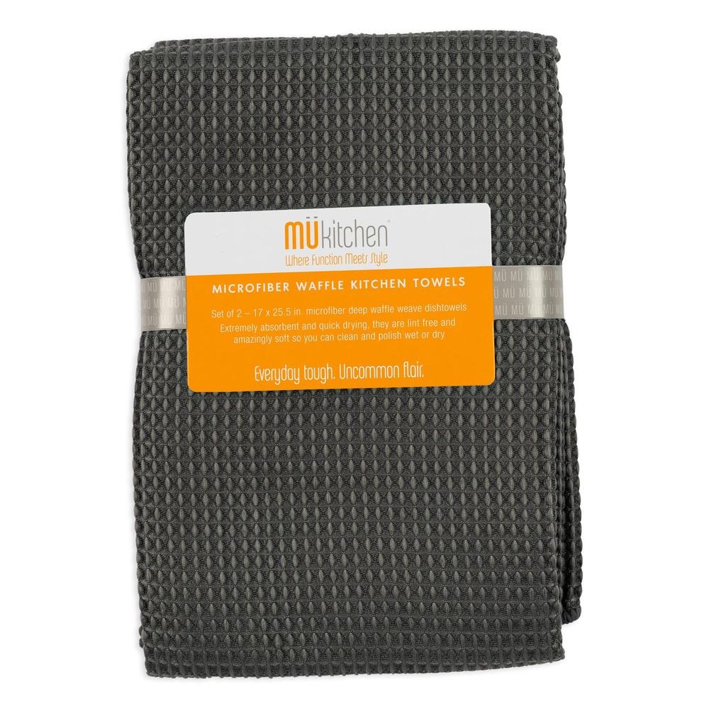 MÜkitchen Microfiber Waffle Dishtowel - Storm Gray, 17" x 25.5", 2 Count-811700010325-LR-316006-1-LR eShop