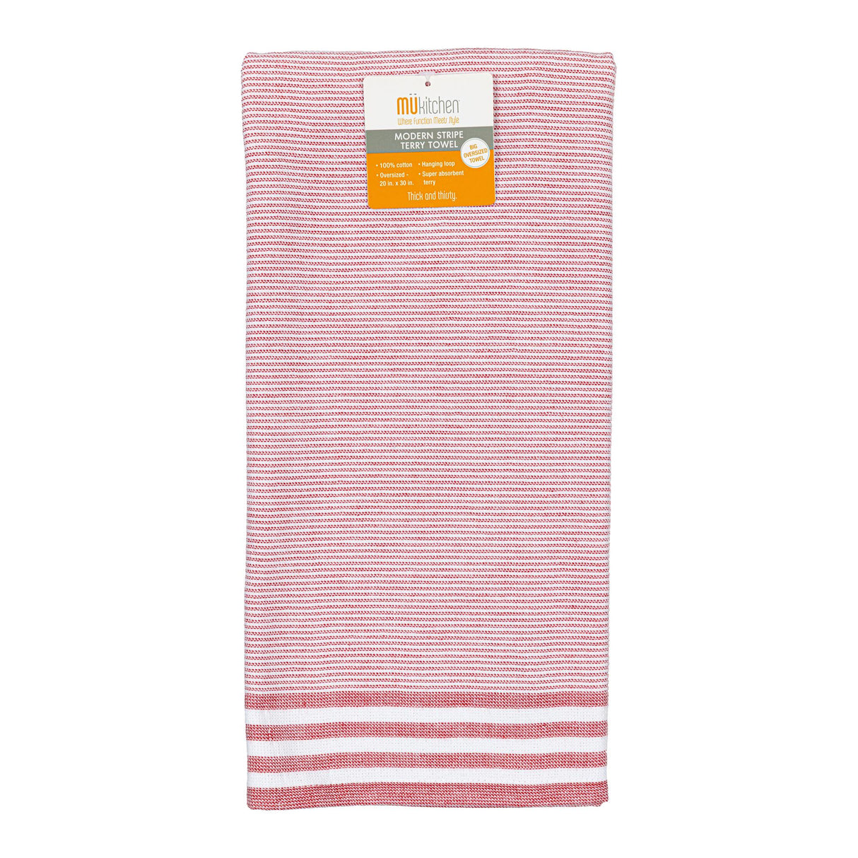 MUkitchen Modern Stripe Terry Towel - Crimson Red-810042579248-LR-350808-1-LR eShop