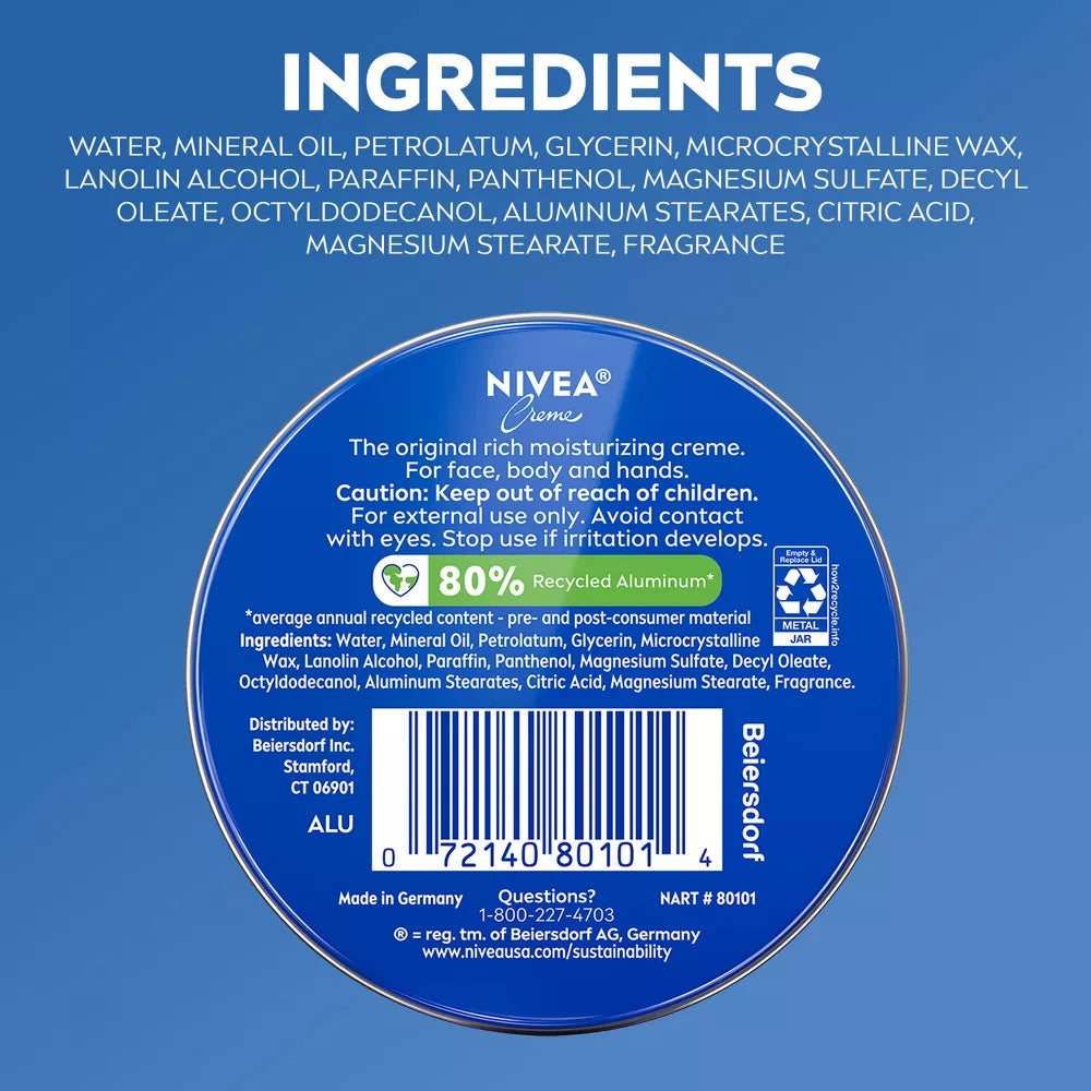 NIVEA Creme Moisturizing Body, Hand and Face Cream in Classic Tin - Fresh, 1 oz-072140801014-LR-252111-13-LR eShop
