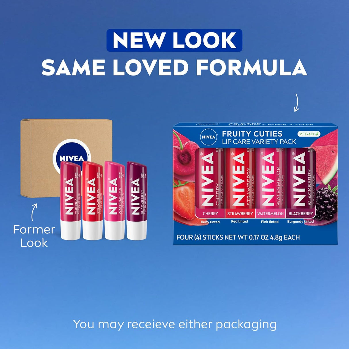 NIVEA Lip Fruity Cuties Balm Stick Variety Pack - Cherry, Strawberry, Blackberry and Watermelon-072140026523-LR-362699-2-LR eShop