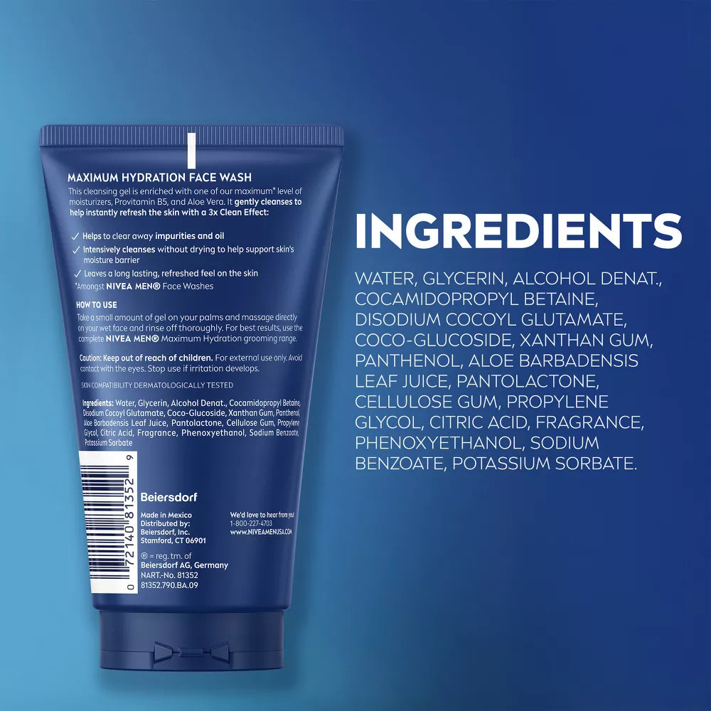 NIVEA Men Maximum Hydration Moisturizing Face Wash, 5 oz-072140813529-LR-362708-10-LR eShop