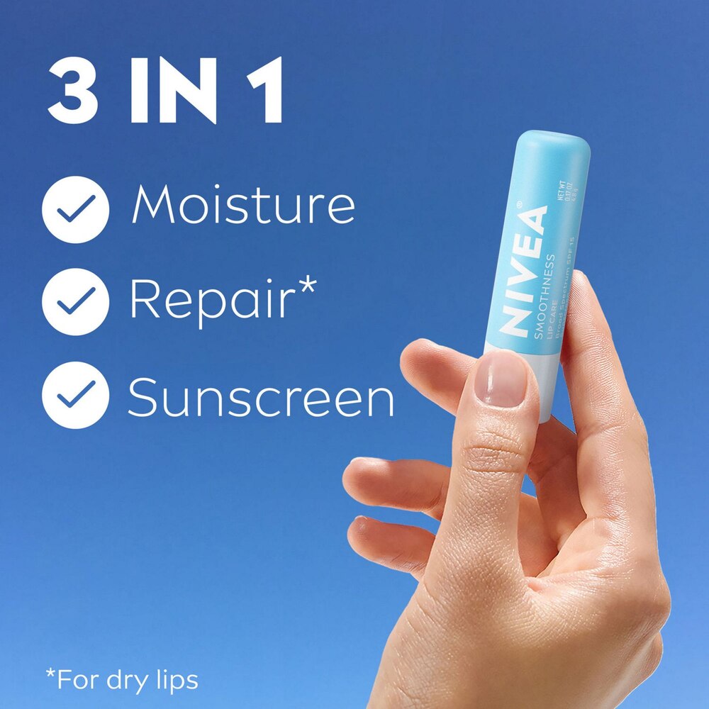 NIVEA Smoothness Lip Care, Lip Balm SPF 15 with Shea Butter, 0.17 Oz Stick, Pack of 2-072140018696-LR-363489-2-LR eShop