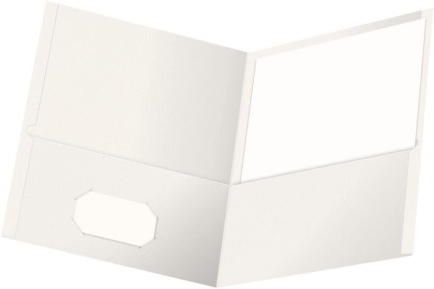 Oxford Embossed Leather Grain Twin-Pocket Folder - White, 25 count-078787575042-LR-325085-1-LR eShop