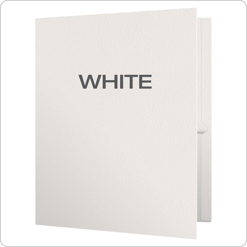 Oxford Embossed Leather Grain Twin-Pocket Folder - White, 25 count-078787575042-LR-325085-3-LR eShop