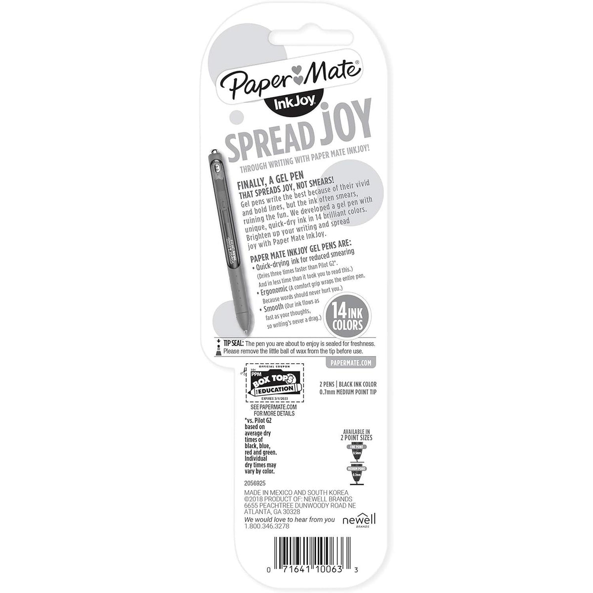 Paper Mate InkJoy Medium Point Retractable Gel Pens - Black, 2 Count-071641100633-LR-354807-3-LR eShop