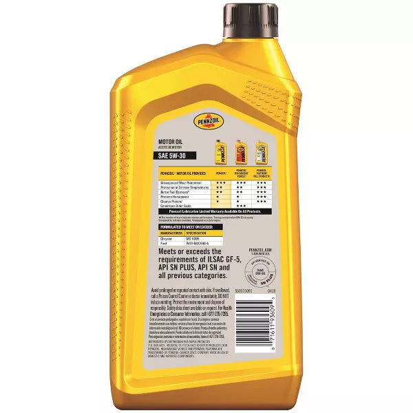 Pennzoil SAE 5W-30 Motor Oil, 1 Quart-071611936095-LR-259598-2-LR eShop