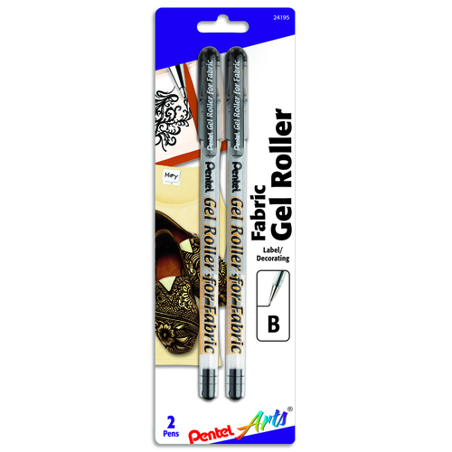 Pentel Arts Gel Roller for Fabric, Bold Lines - Permanent Black Ink, 2 count-072512241950-LR-302998-1-LR eShop