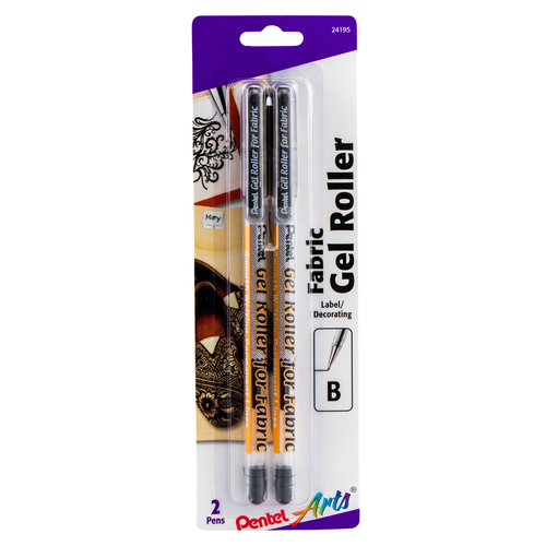 Pentel Arts Gel Roller for Fabric, Bold Lines - Permanent Black Ink, 2 count-072512241950-LR-302998-8-LR eShop