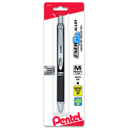 Pentel EnerGel Alloy Retractable Premium Liquid Gel Pen, Medium Line - Assorted Barrels With Black Ink, 1 count-072512252291-LR-331021-1-LR eShop