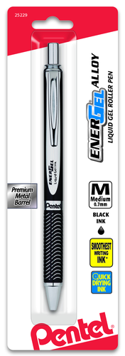 Pentel EnerGel Alloy Retractable Premium Liquid Gel Pen, Medium Line - Assorted Barrels With Black Ink, 1 count-072512252291-LR-331021-1-LR eShop
