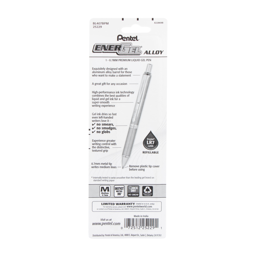Pentel EnerGel Alloy Retractable Premium Liquid Gel Pen, Medium Line - Assorted Barrels With Black Ink, 1 count-072512252291-LR-331021-12-LR eShop