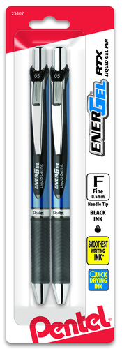 Pentel EnerGel Deluxe RTX Retractable Liquid Gel Pen, Fine Line - Black Ink, 2 count-072512234075-LR-324429-1-LR eShop