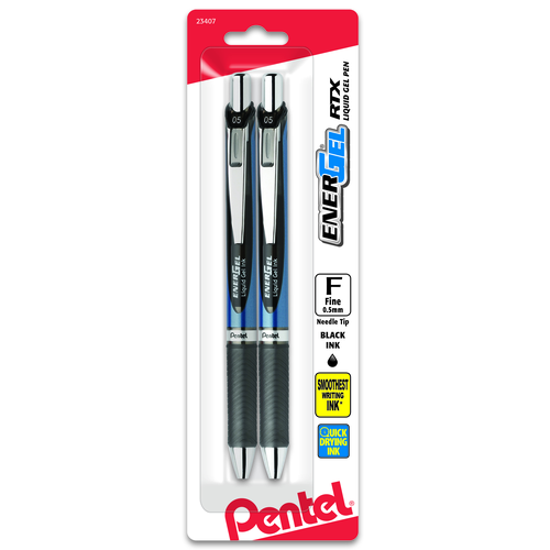 Pentel EnerGel Deluxe RTX Retractable Liquid Gel Pen, Fine Line - Black Ink, 2 count-072512234075-LR-324429-1-LR eShop