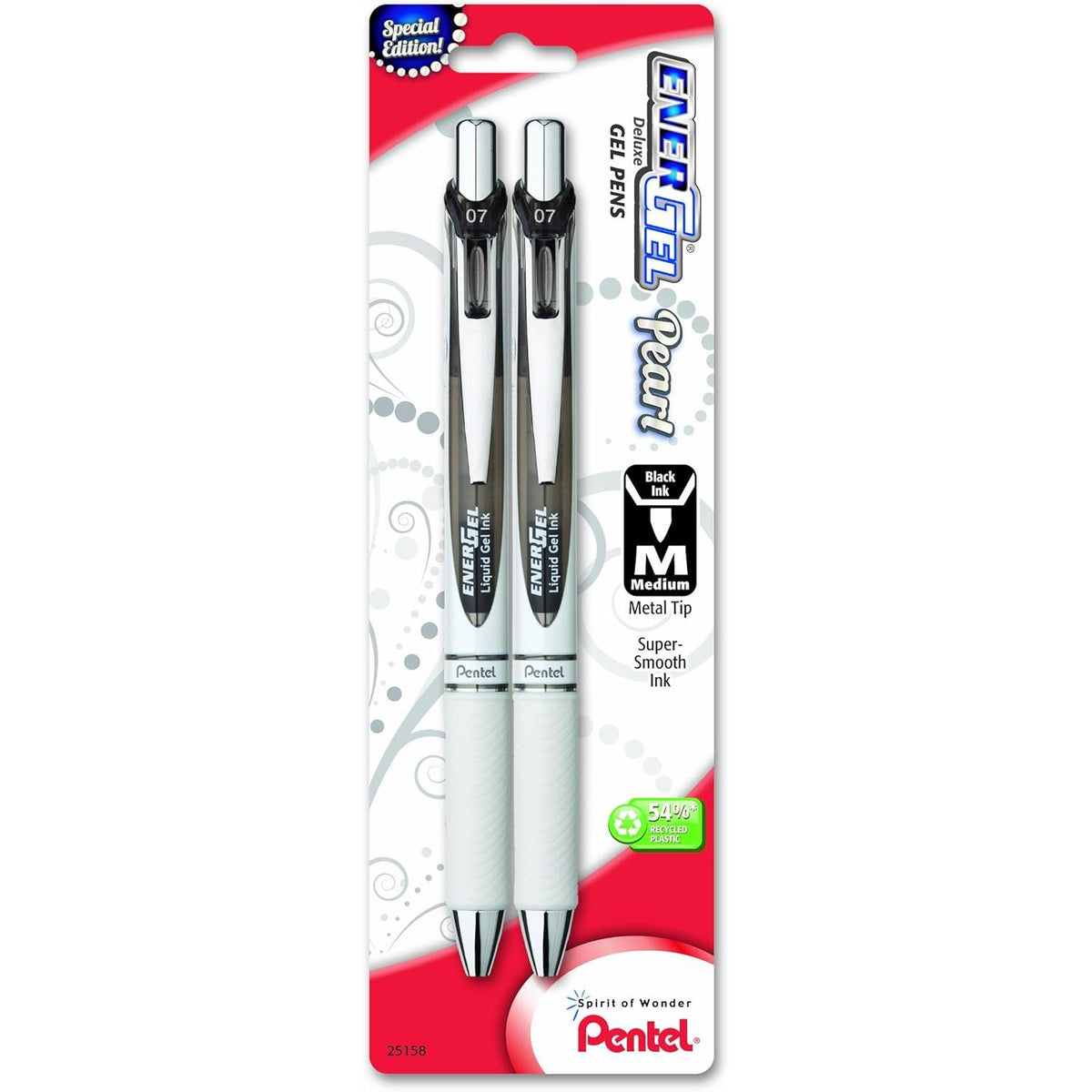Pentel EnerGel Pearl Retractable Liquid Gel Pen, Medium Line - Black Ink, 2 count-072512251584-LR-315855-1-LR eShop
