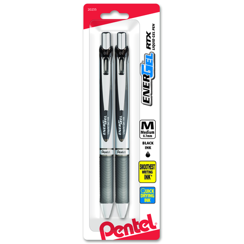 Pentel EnerGel RTX Retractable Liquid Gel Pen, Medium Line - Black Ink, 2 count-072512202357-LR-315853-1-LR eShop