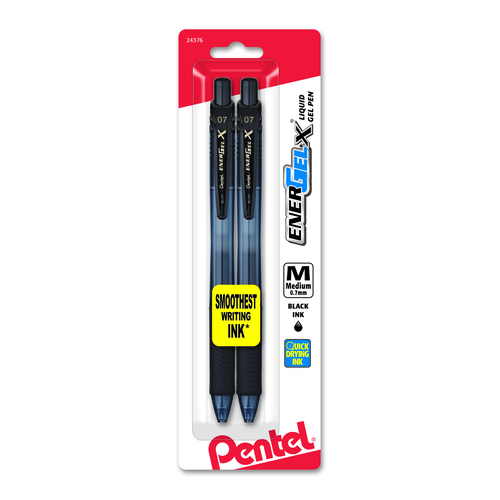 Pentel EnerGel-X Retractable Liquid Gel Pen, Medium Line - Black Ink, 2 count-072512243763-LR-271397-1-LR eShop