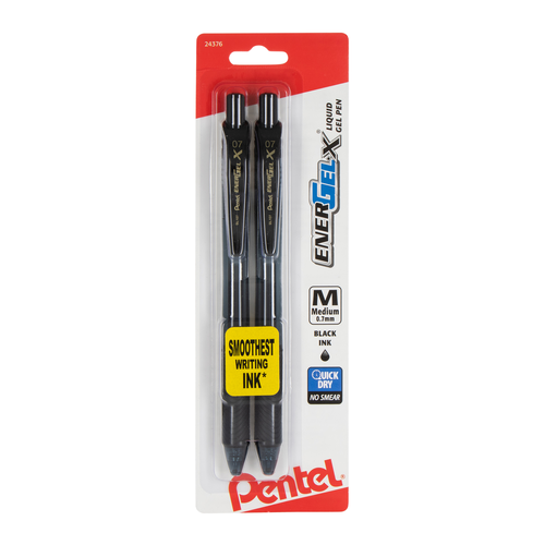 Pentel EnerGel-X Retractable Liquid Gel Pen, Medium Line - Black Ink, 2 count-072512243763-LR-271397-11-LR eShop