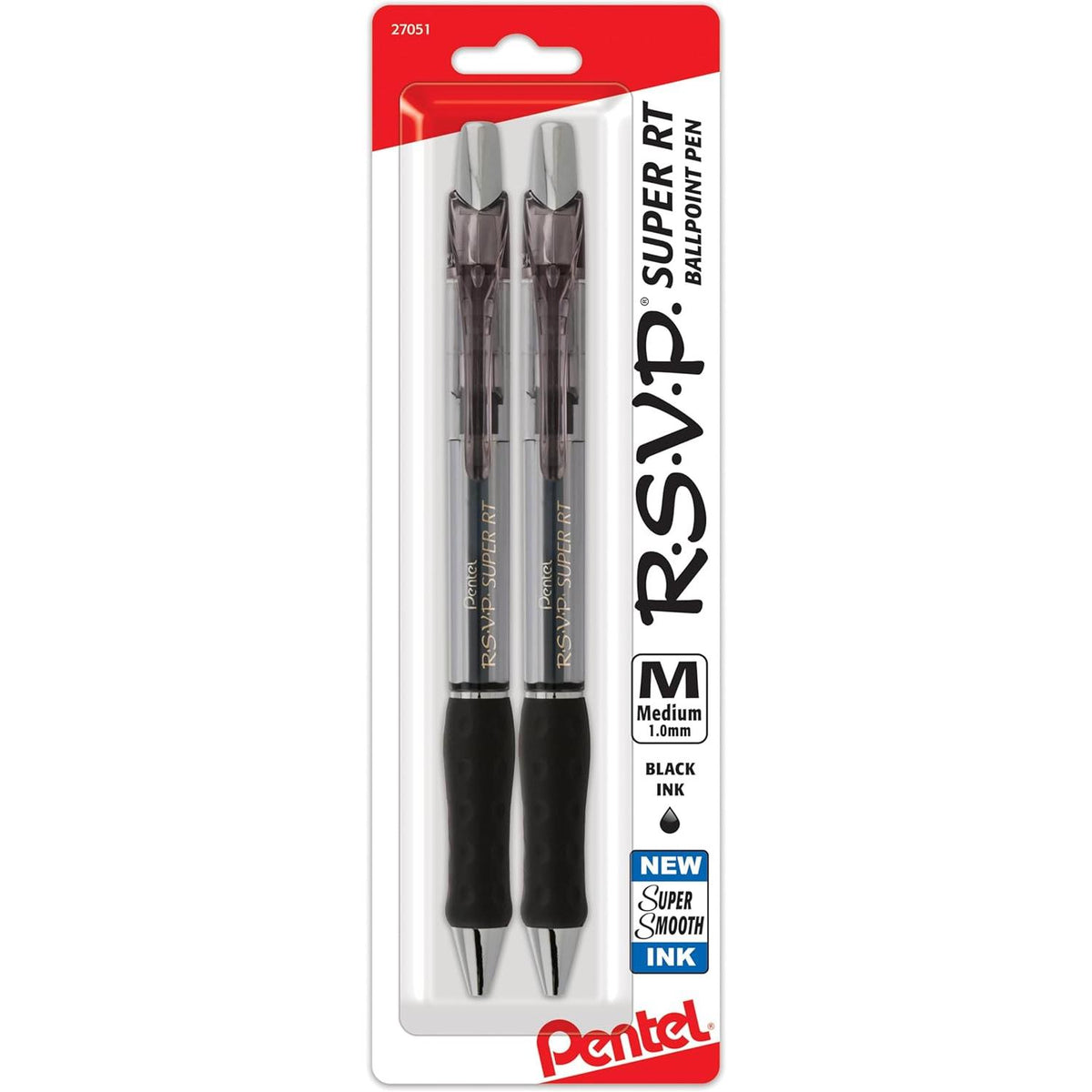 Pentel R.S.V.P. Super RT Ballpoint Pen, Medium Line - Black Ink, 2 count-072512270516-LR-325278-1-LR eShop
