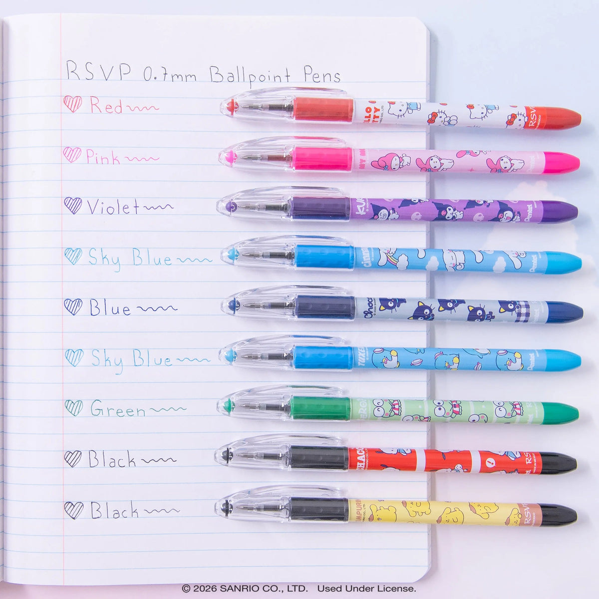 Pentel RSVP Ballpoint Pen Mix 1, 0.7mm Fine Line - Limited Edition Hello Kitty and Friends - Assorted Ink, 5 count-072512293638-LR-365259-4-LR eShop