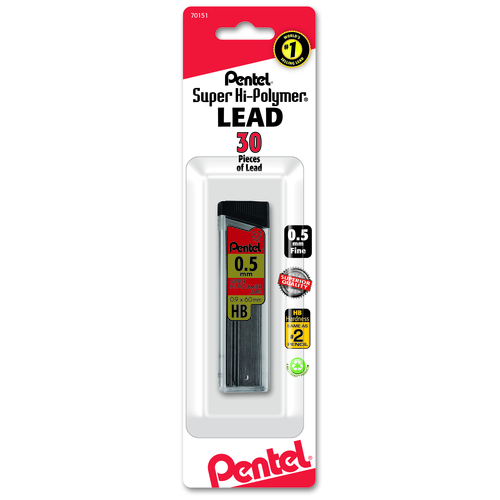 Pentel Super Hi-Polymer Lead Refill - HB Fine 0.5 mm, 30 count-072512701515-LR-105509-1-LR eShop