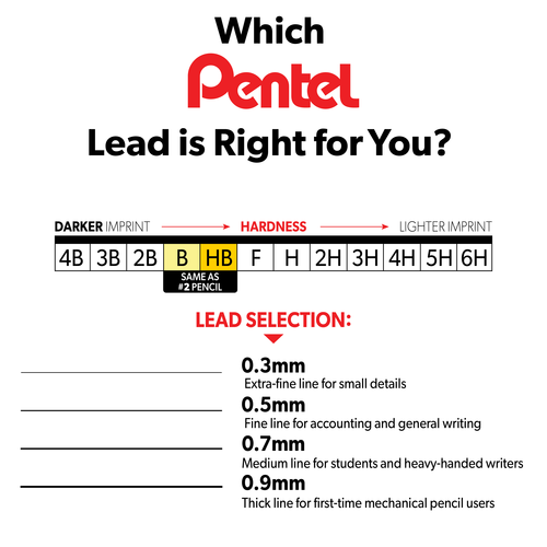 Pentel Super Hi-Polymer Lead Refill - HB Medium 0.7 mm, 30 count-072512030868-LR-105510-8-LR eShop