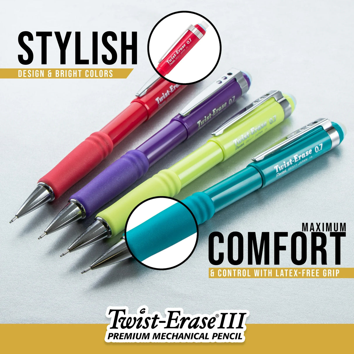 Pentel Twist Erase III Mechanical Pencils with Eraser and Refill, 0.9mm - Black Barrel, 1 count-072512291856-LR-358294-4-LR eShop
