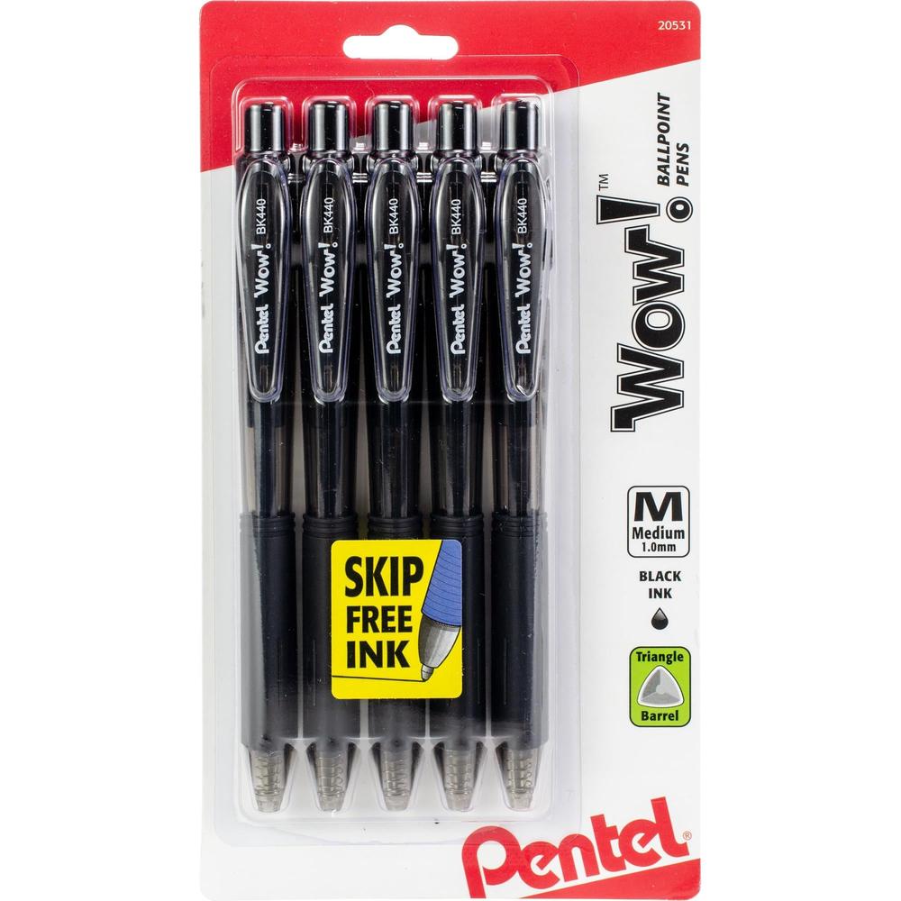 Pentel Wow! Ballpoint Pen, Medium Line - Black Ink, 5 count-072512205310-LR-191513-1-LR eShop