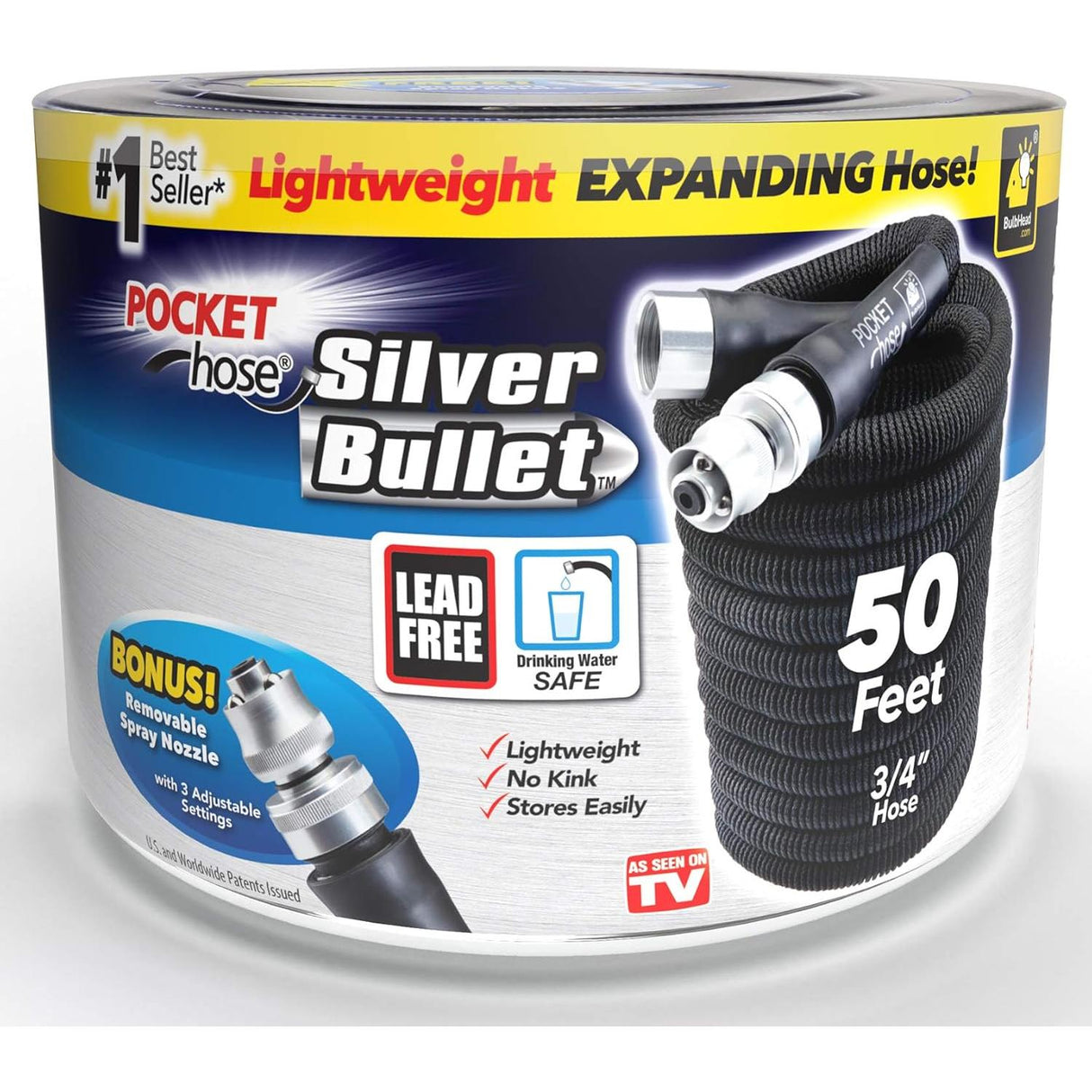 Pocket Hose Silver Bullet Pocket Garden Hose, 50 feet-097298072345-LR-340925-1-LR eShop