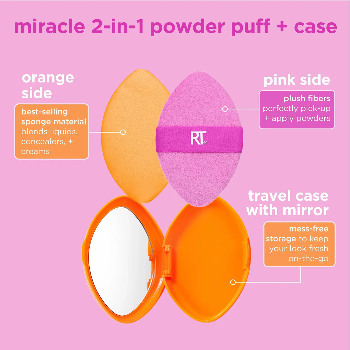 Real Techniques Miracle 2-In-1 Powder Puff + Travel Case-079625445107-LR-361249-13-LR eShop