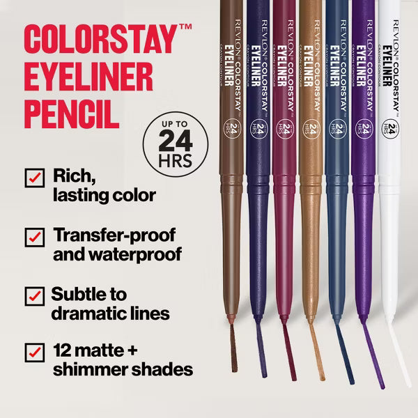 REVLON ColorStay Pencil Waterproof Eyeliner With Built-In Sharpener - 201 Black-309973978010-LR-161640-4-LR eShop